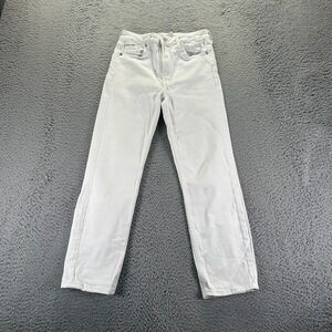 H&M &Denim Jeans Womens 4 White Denim Cotton Straight Slim Stretch Workwear